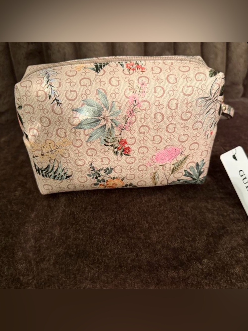 GUESS Pink Floral Logo Makeup Bag - Picture 2 of 4